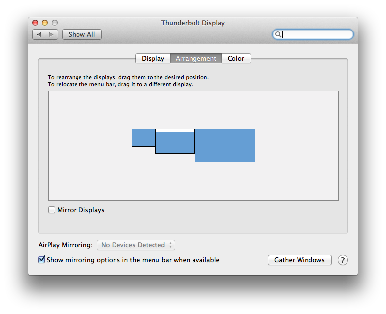 Display System Preferences with three monitors